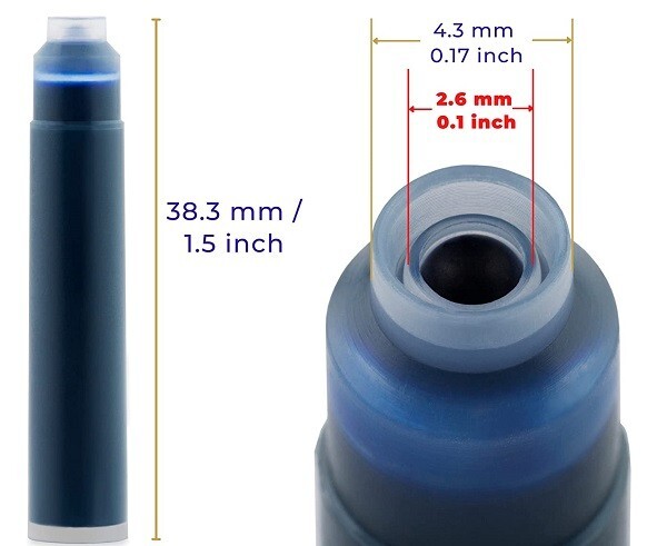 100 German Fountain Pen Ink Cartridges, Refills Standard Int'l size in BLUE new Без бренда - фотография #3