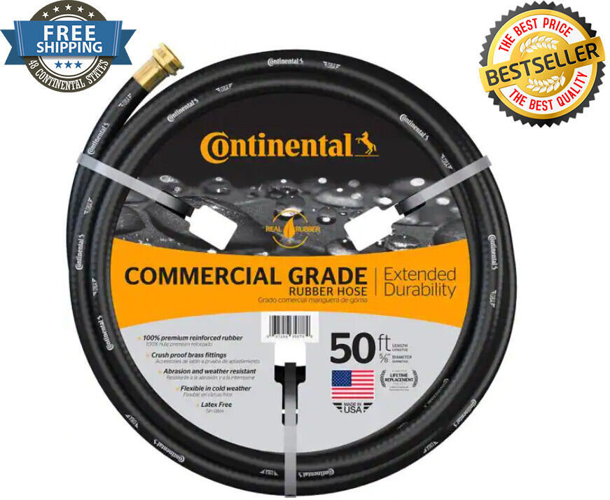 Continental Water Hose Premium 5/8 in Dia x 50 ft Commercial Grade Rubber Black Continental 20258074