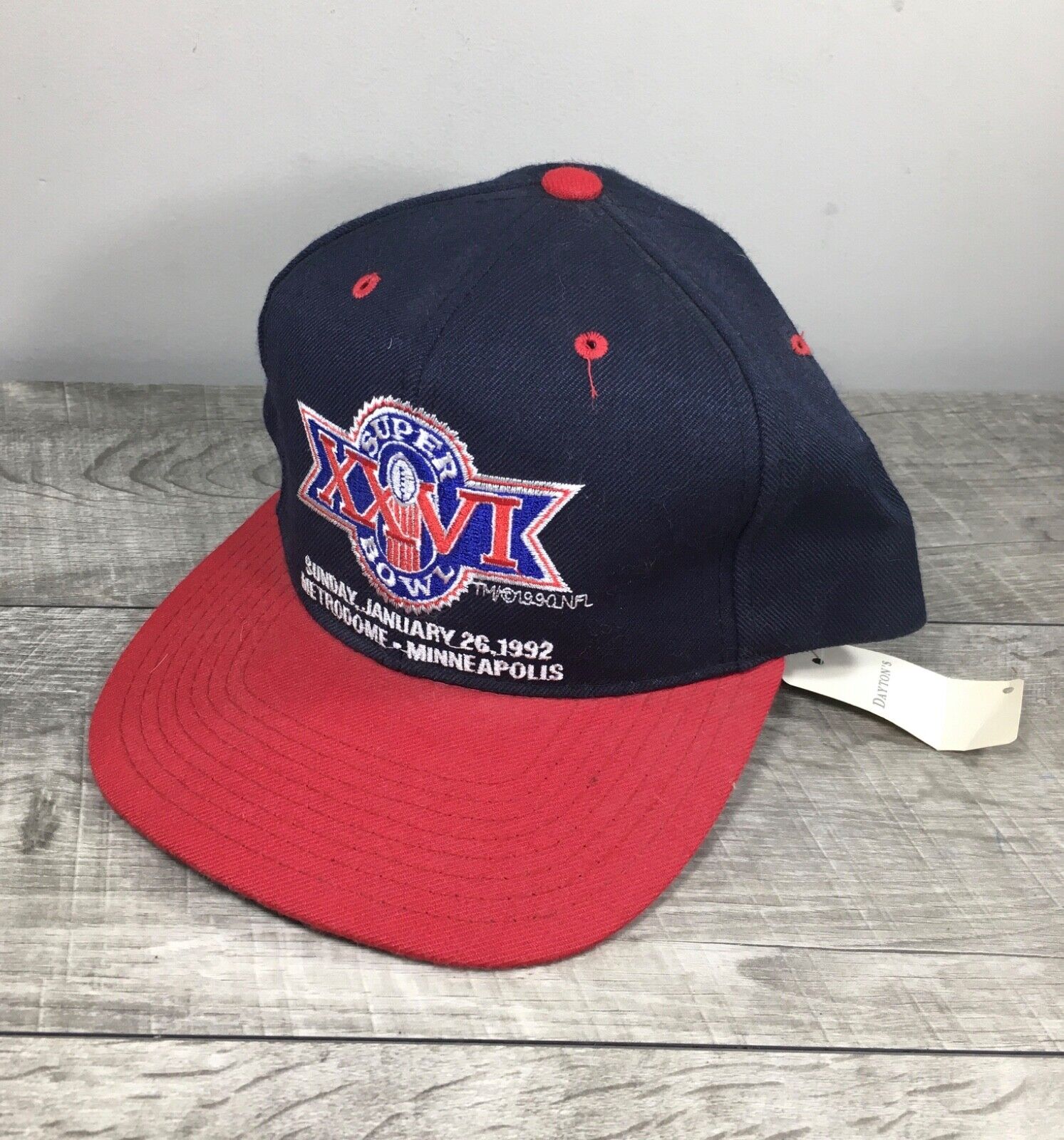 New Era NOS Super Bowl XXVI NFL Minneapolis Blue Snapback Hat Cap 90s Vintage New Era - фотография #2