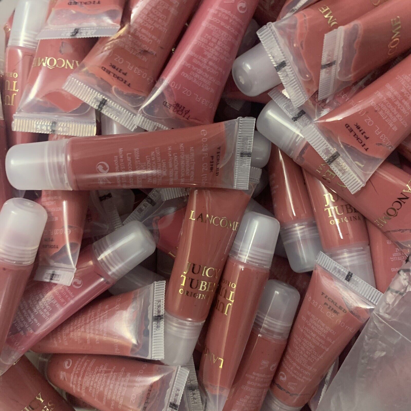 5 LANCOME Juicy Tubes Original lip gloss Tickled Pink travel lot 0.33 oz 10 ml Lancôme Tubes