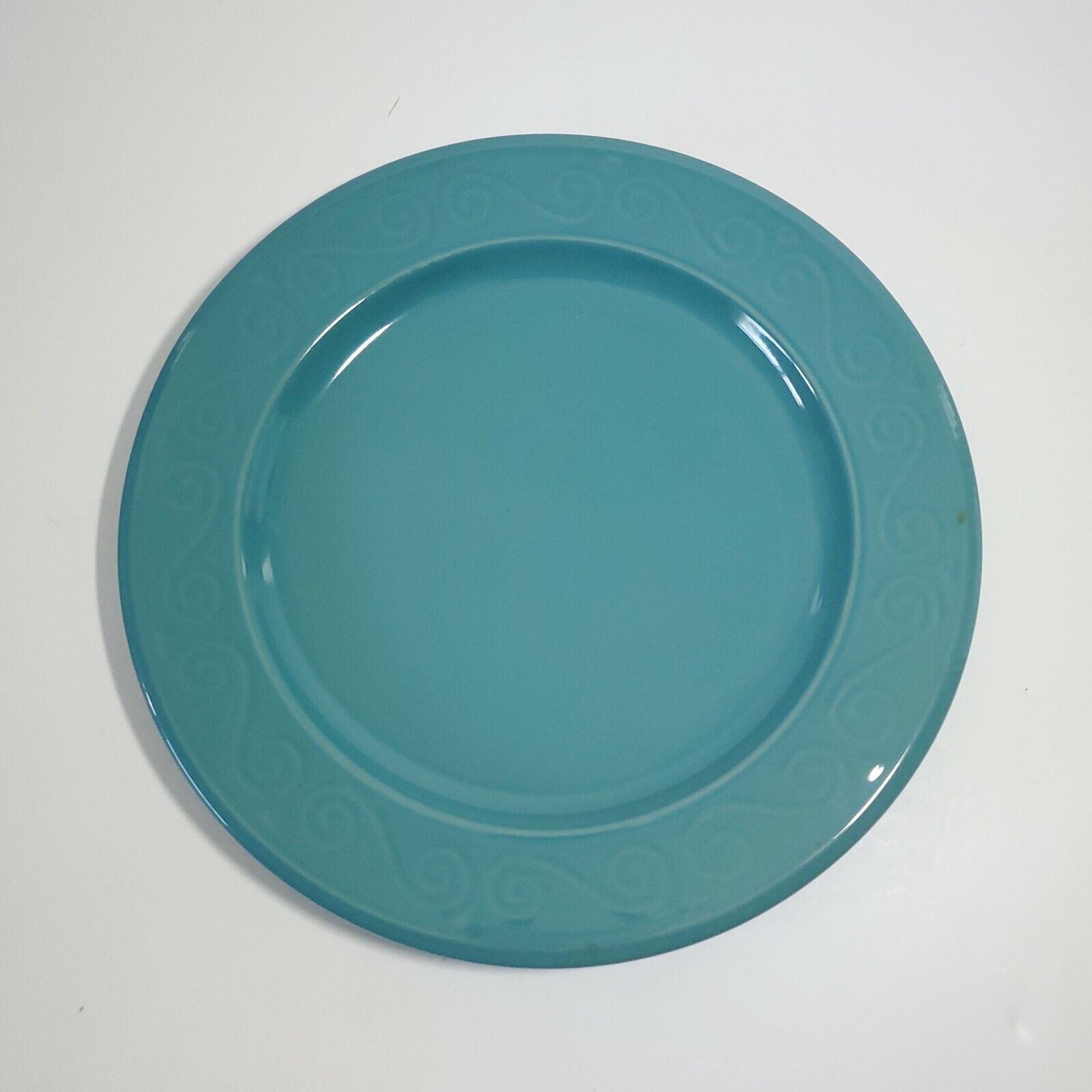 x2 Royal Norfolk Turquoise Embossed Scrolls 10.25in Dinner Plates Blue Teal Aqua Royal Norfolk - фотография #5