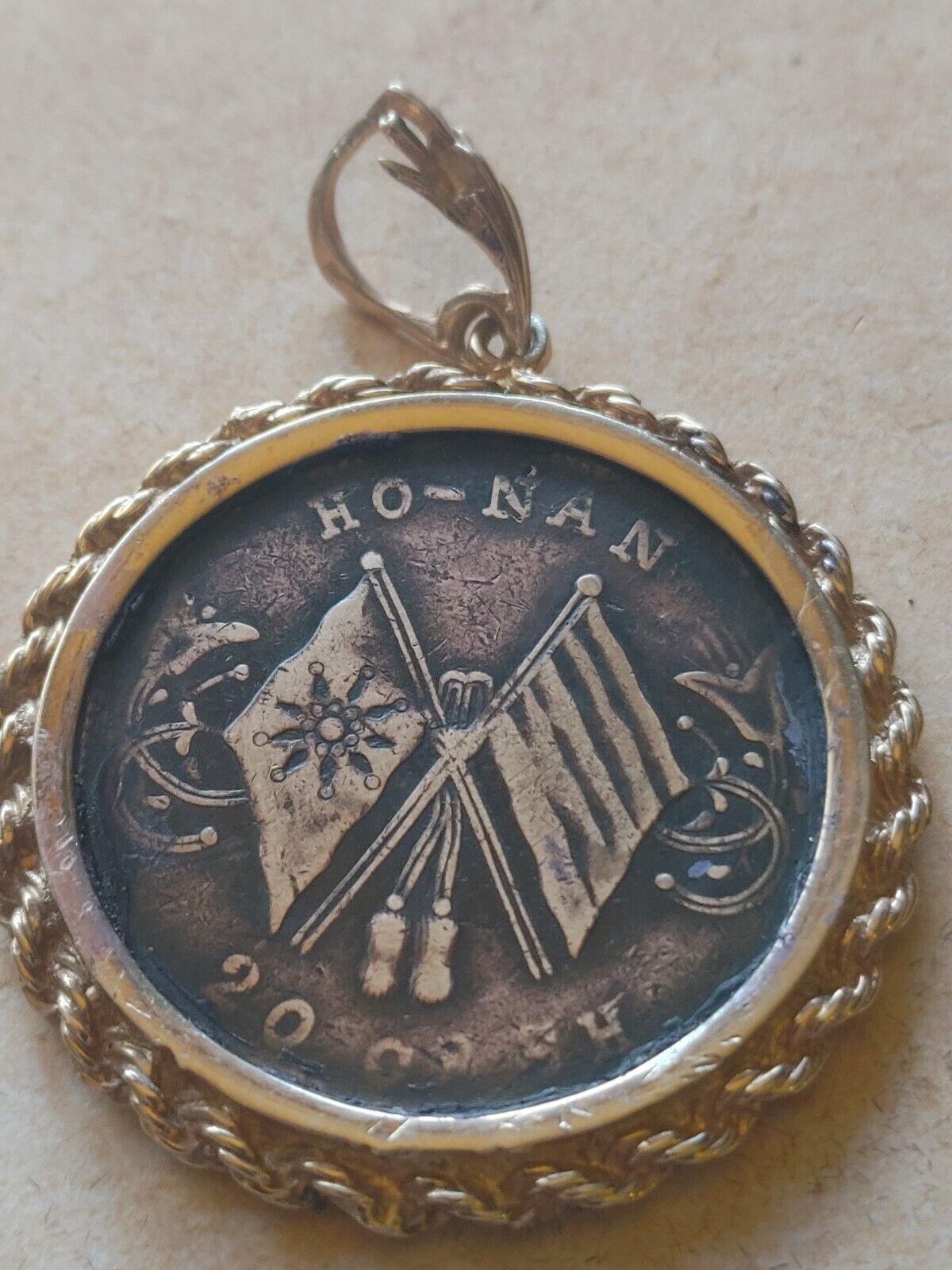1920 Flags Of The Wu Chang Uprising Honan Province Coin Pendant Genuine gilded  Everymagicalday - фотография #12