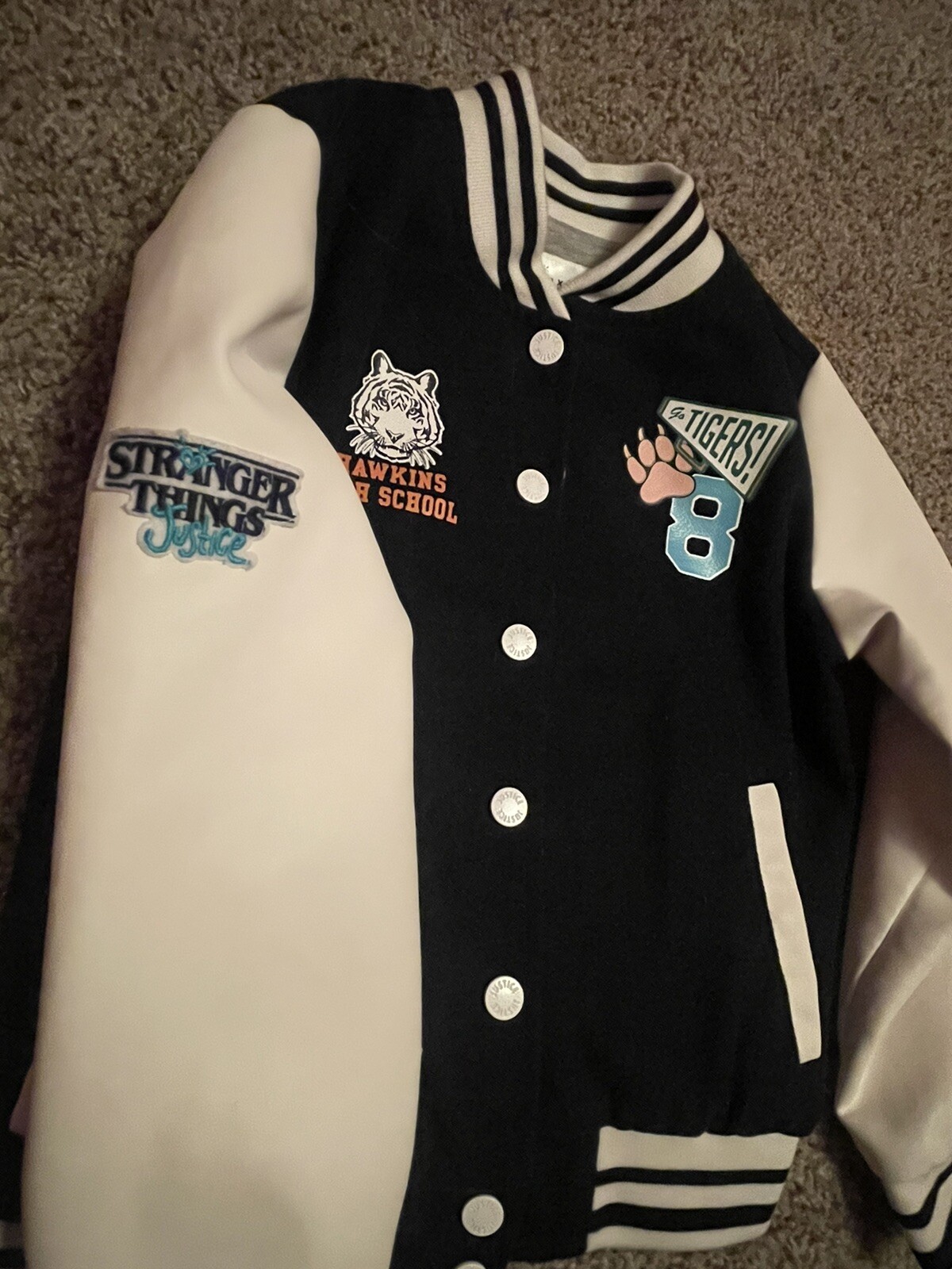 Stranger Things Justice Varsity Jacket Hawkins High School Tigers Girls XS (5-6) Justice - фотография #2