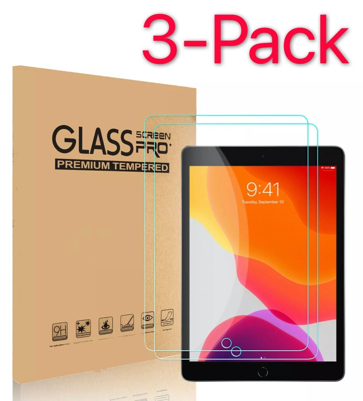 3-Pack Tempered GLASS Screen Protector for Apple iPad 10.2 9th Generation 2021 Unbranded Does Not Apply