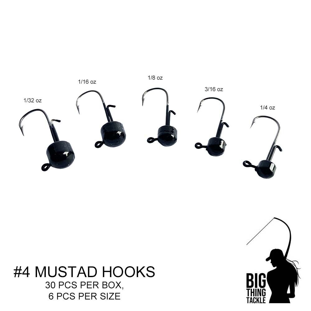 30 pack Ned Rig Jig Heads, 5 weights, Mustad Hooks #4, Midwest-Style, Mushroom  Mustad