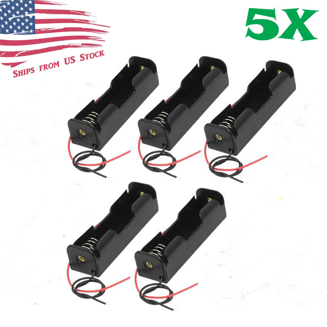5Pcs Battery Holder Case Box with 6" Wire Leads for 1S 18650 Li-Ion Batteries Unbranded Does Not Apply