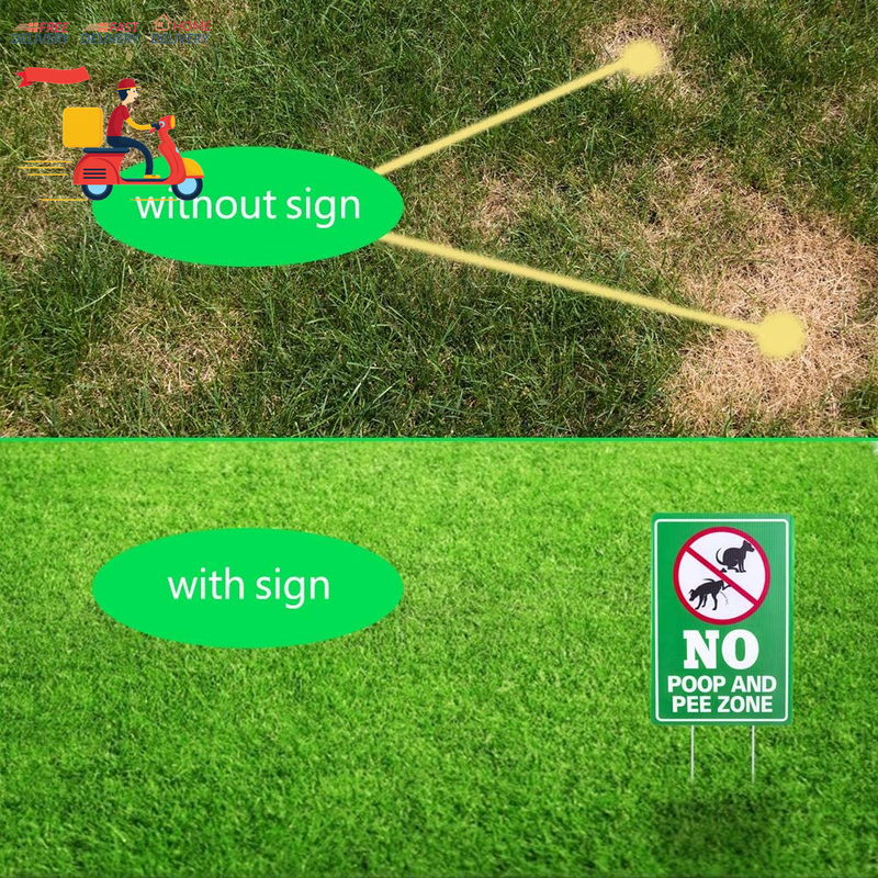 Double Side No Poop and Pee Zone Yard Signs with Stakes, 8''X12'' No Pooping Dog Does not apply - фотография #6