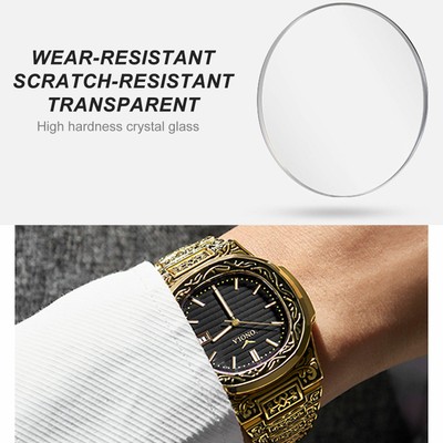 Luxury Retro Men's Quartz Analog Watch Stainless Steel Business Wristwatch Gifts Partsdom ON3808 - фотография #3
