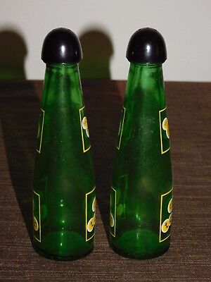 VINTAGE KITCHEN SALT & PEPPER SHAKERS CANADA UP TOWN GLASS BOTTLES Unbranded - фотография #2