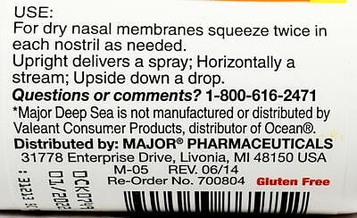Major Deep Sea Nasal Saline Spray 1.5oz (Compare to Ocean Nasal Spray) - 3 Pack Major - фотография #3