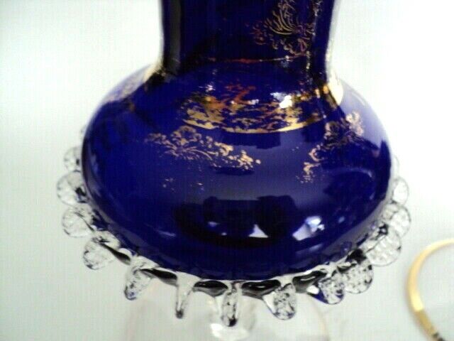 2 Bohemian Czech Cobalt Blue Gold Crystal 10 3/8"h Riggerie & Gold Vases Egermann - фотография #7