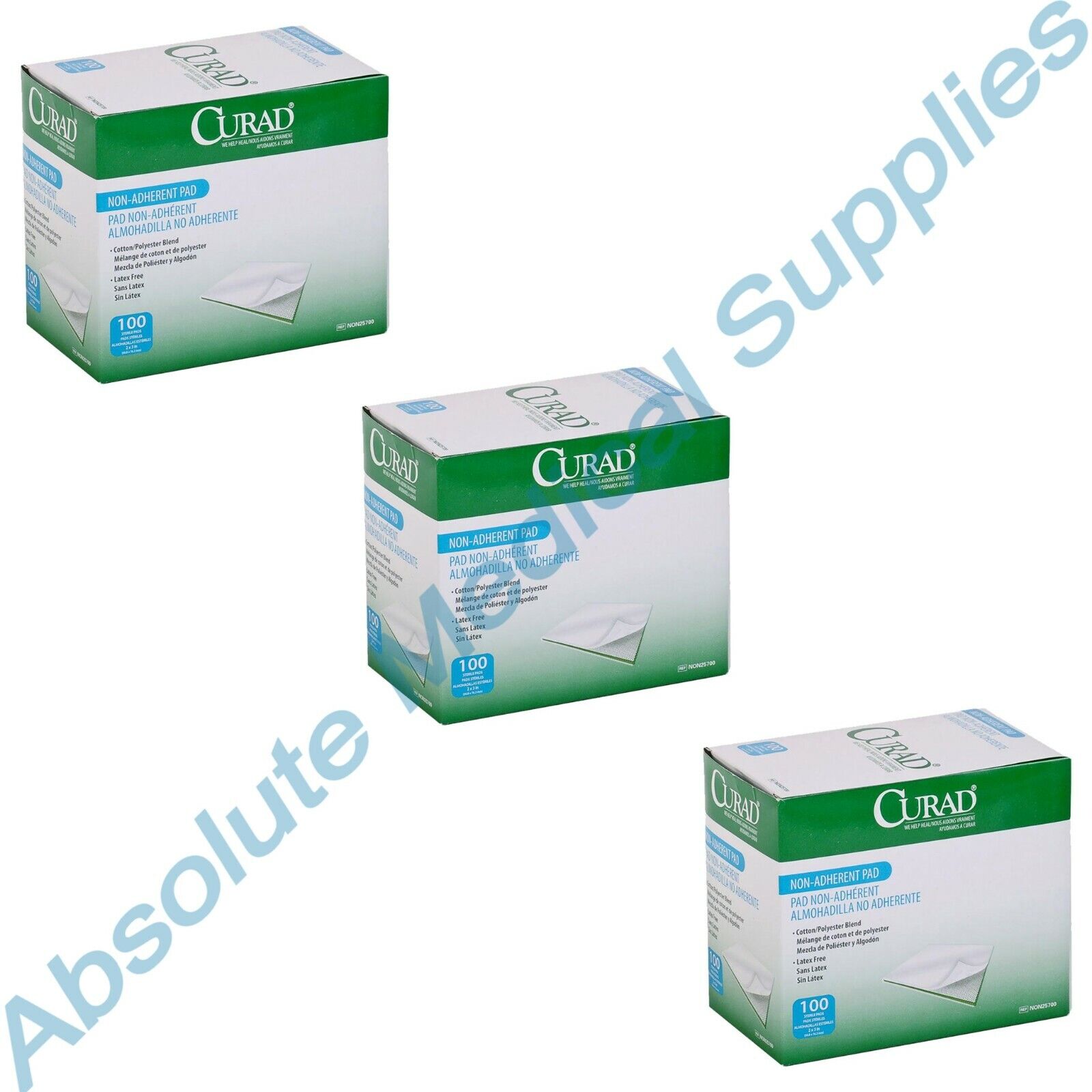 *300-Pack* Medline Curad Non-Adherent Pad 2" x 3" Sterile Pads NON25700 Medline NON25700