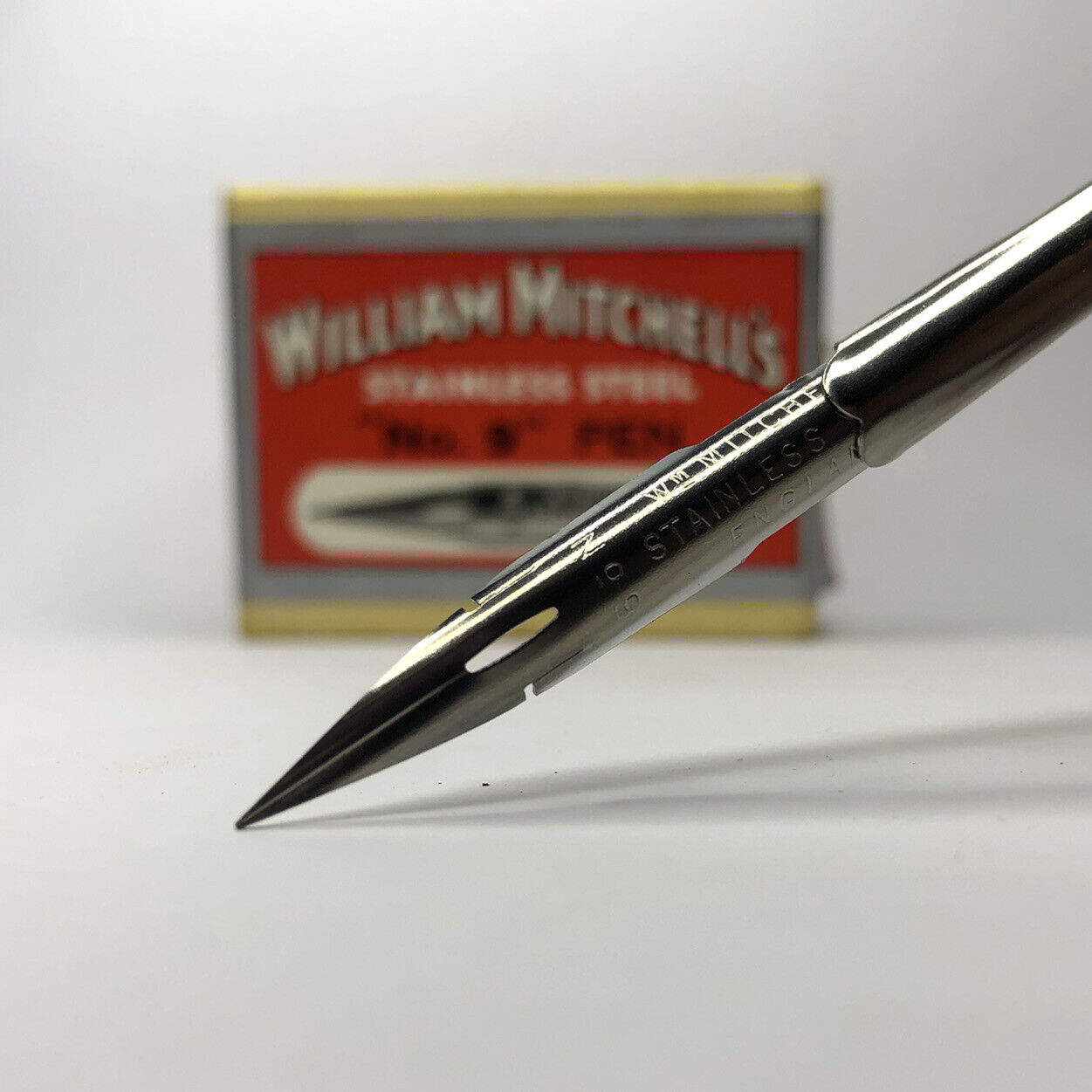 x2 William Mitchell's Stainless Steel "No.9" Pen 0221 Fine Nib Vintage Dip Pen William Mitchell - фотография #7
