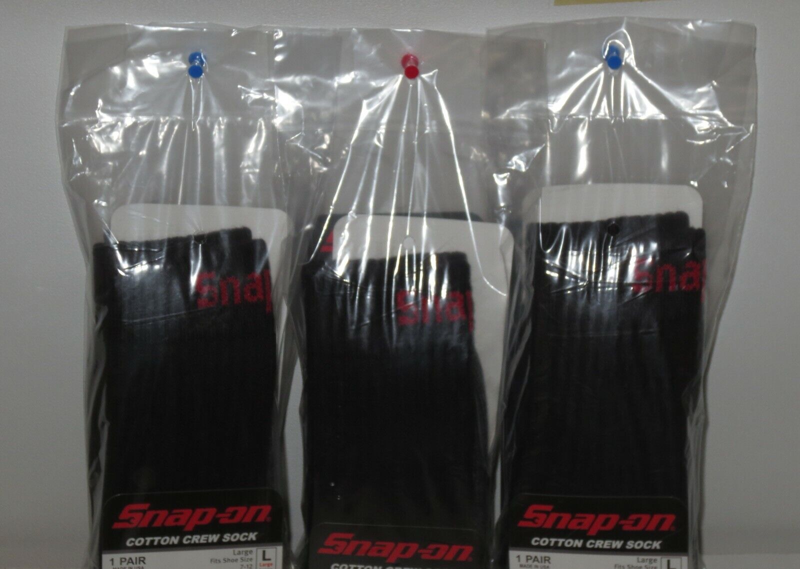 6 PAIRS - Snap-On Crew Socks Men's BLACK - LARGE ~ FREE SHIP ~ MADE IN USA *NEW* Snap-on - фотография #7