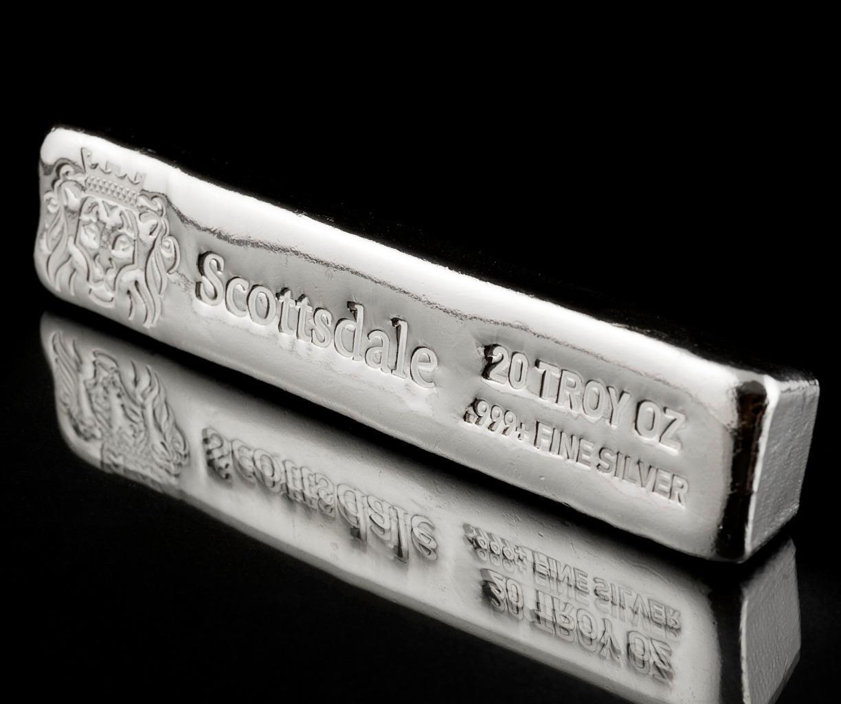 20 oz .999 Silver Bullion Long Cast Bar by Scottsdale Mint #A397 Без бренда - фотография #2