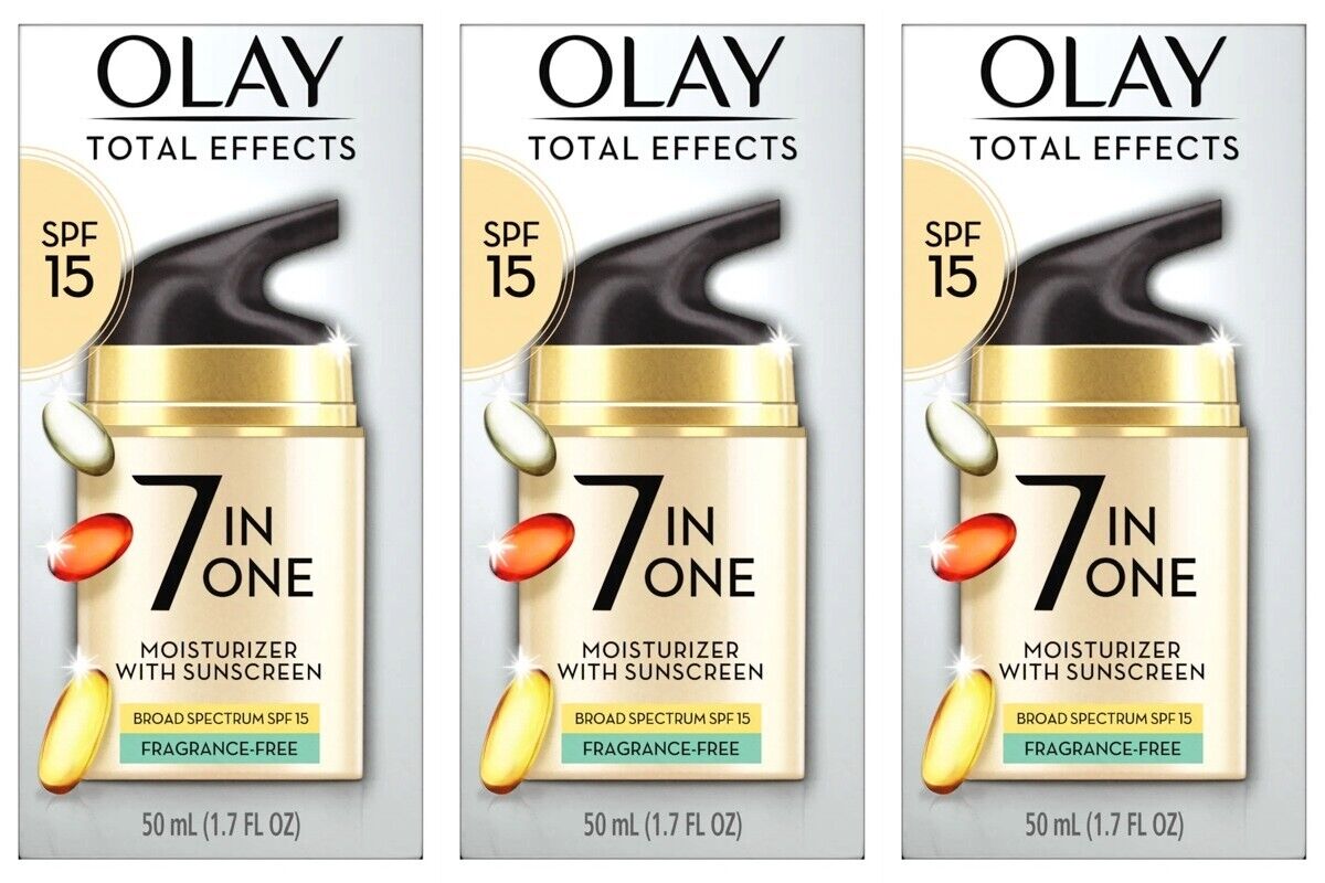 3 Olay Total Effects 7 in One Moisturizer  SPF15 Fragrance Free NIB Exp3/22 Olay