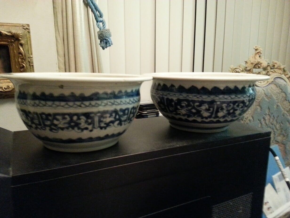 TWO [2]  K'ANG HSI [1662-1722] blue & white PORCELAIN CENSERS ;  one price !!! Без бренда - фотография #2