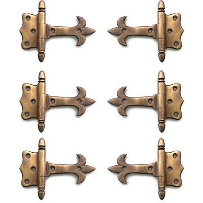6 solid Brass DOOR small hinges vintage age antique style restoration heavy 3" B Без бренда