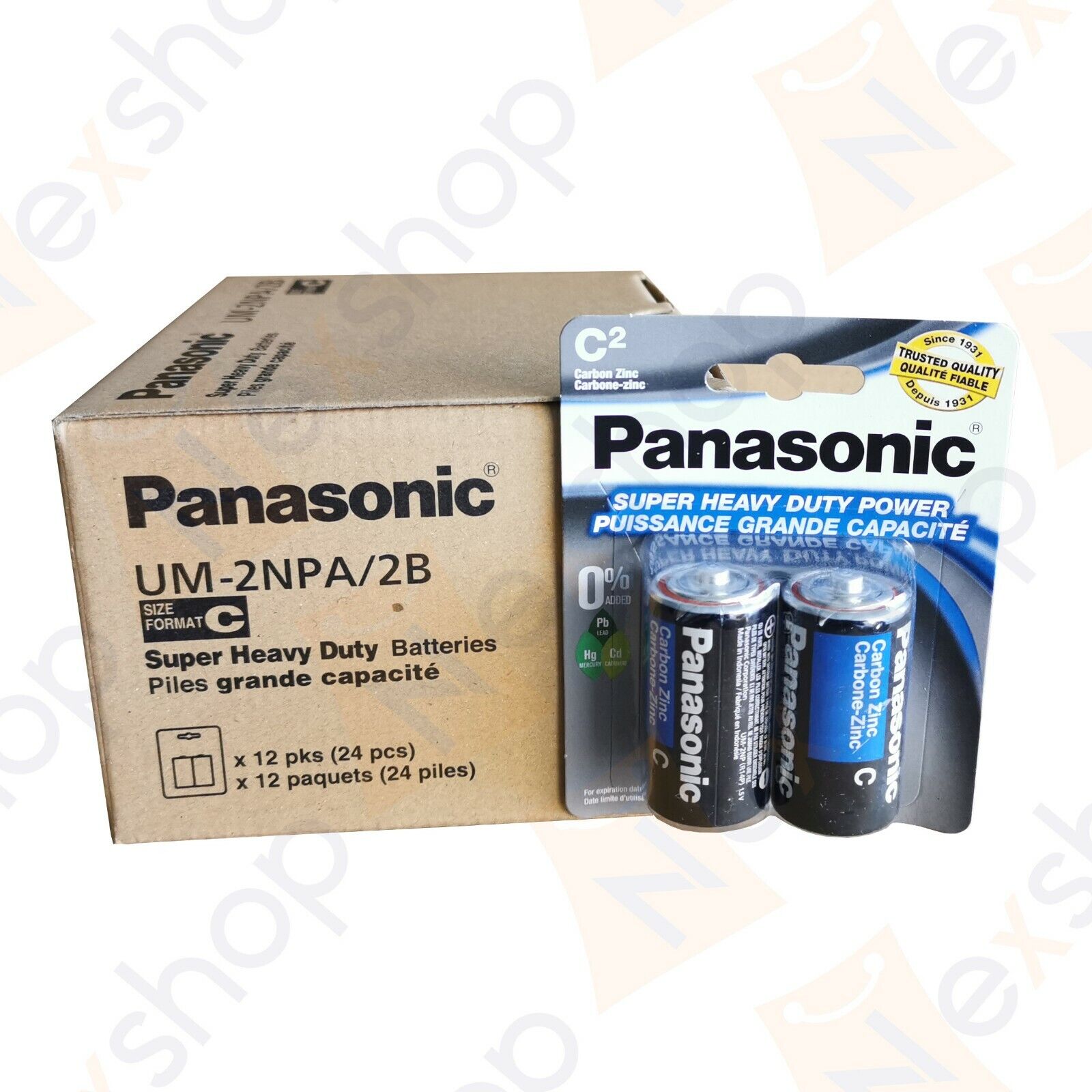 4x Panasonic C 1.5V Batteries Super Heavy Duty Power Carbon Zinc C Battery Panasonic UM-2NPA/2B - фотография #2