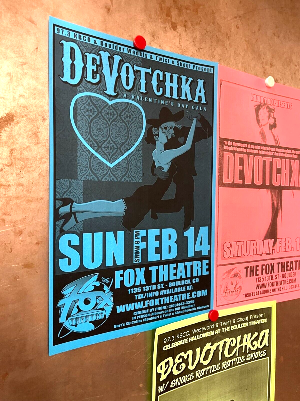 DEVOTCHKA Fox Theatre Boulder CO Lot Of 3 SHOW FLYERS Valentine's Day Halloween Без бренда - фотография #3