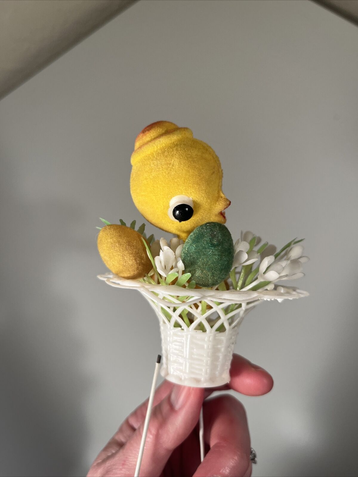 3 Vintage Easter Picks Flocked Birds Ducks Chicks Craft Basket Flaws AS IS-READ Без бренда - фотография #18
