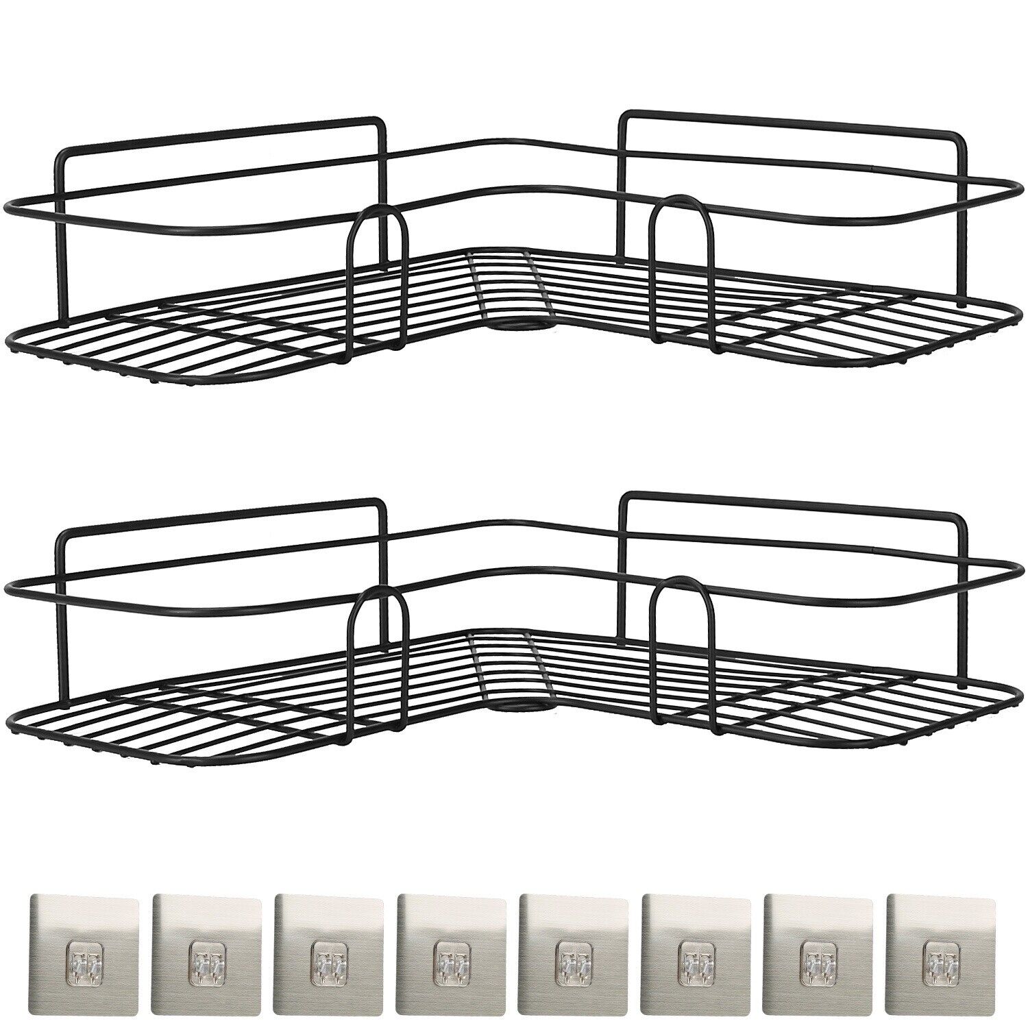 2Pack Corner Shower Caddy Shelf w/ 8Pcs Adhesive Hooks Wall Mounted Basket Rack iNova GPCT3089 - фотография #12