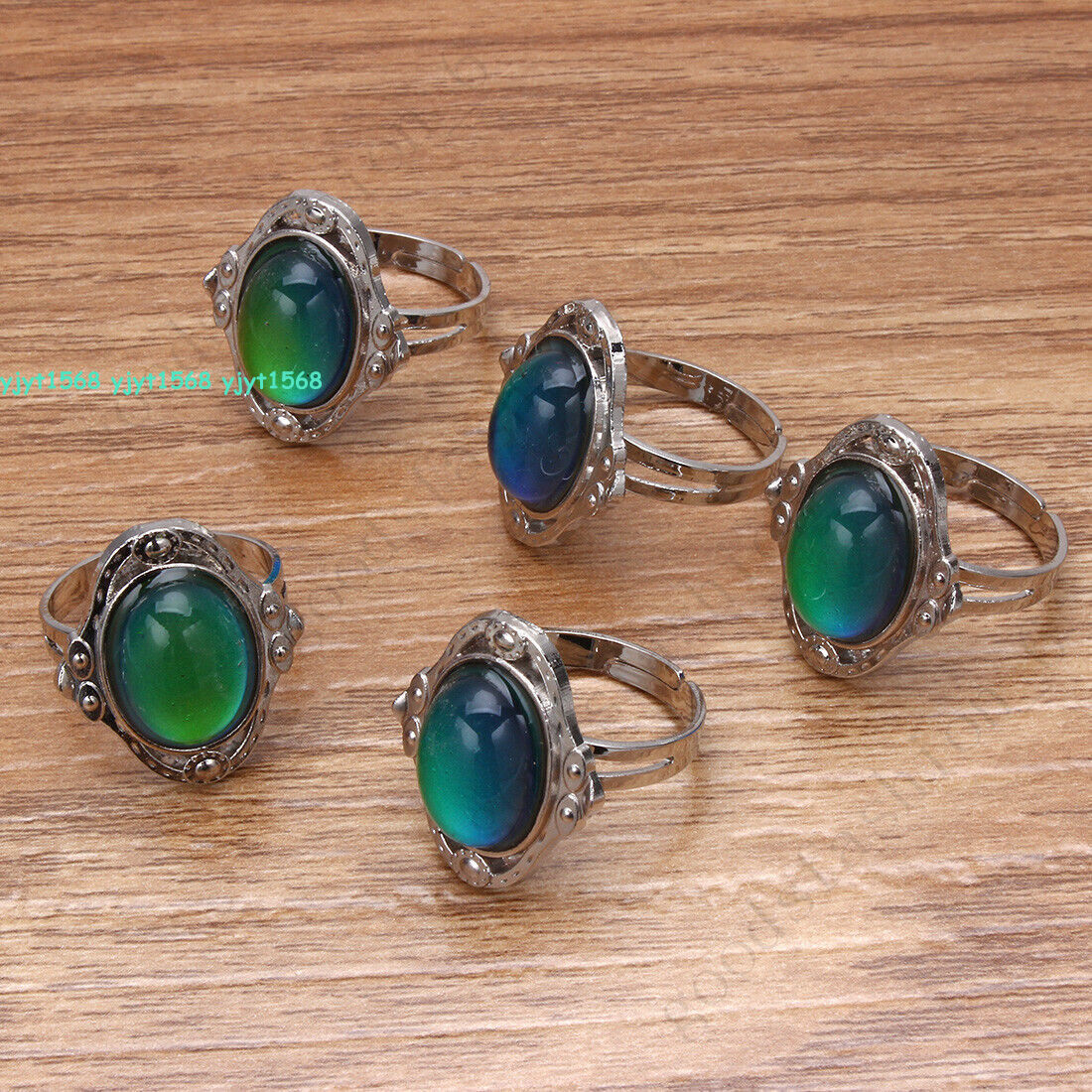 wholesale lots 40pcs Color Change Mood Ring Oval Emotion Feeling Adjustable Size CCSC-PEC - фотография #9