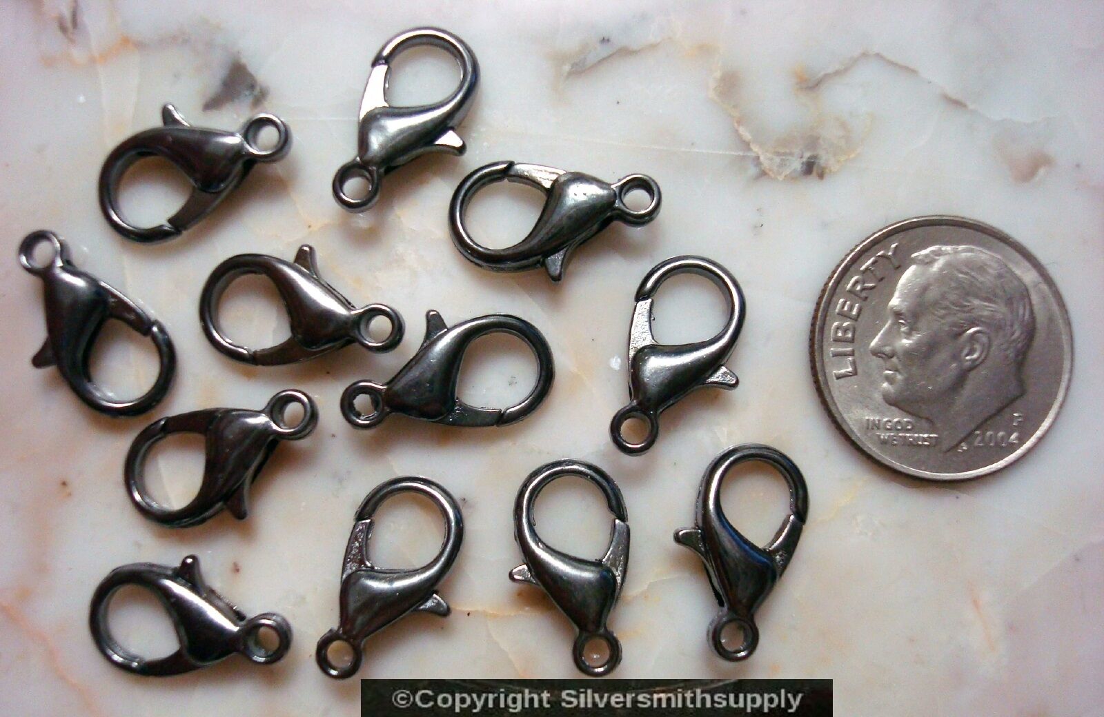 12 Gunmetal black plated steel necklace lobster claw jewelry clasps 14mm FPC341 Silversmithsupply - фотография #2