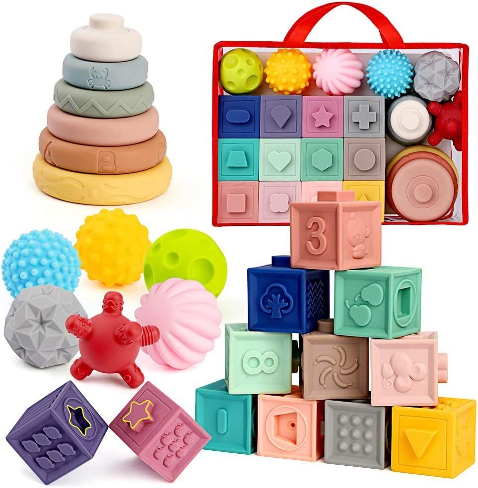 Soft Stacking Blocks for Baby Montessori Sensory Infant Bath Toys for Toddler Mini Tudou does not apply
