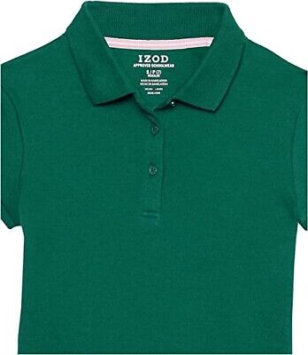 IZOD FOREST GREEN Girls' School Uniform Short Sleeve Interlock Polo Shirt, US 6 IZOD - фотография #2