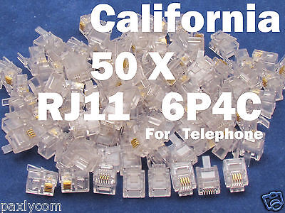 50 X pcs RJ11 Plug 6P4C Phone Modular Telephone Cord Connector Adapter Crimp CAT Paxly Does Not Apply - фотография #7