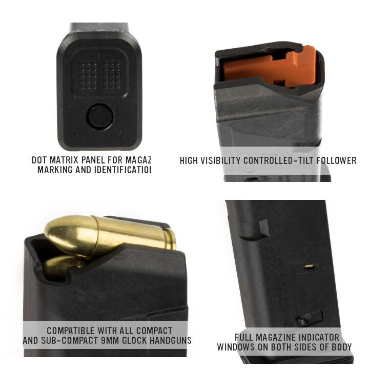 (3 pack) Magpul Glock 10rd GL9 Magazine for Glock 19 9mm Mag G19 MAG907 Magpul MAG907-BLK, MAG907 - фотография #2
