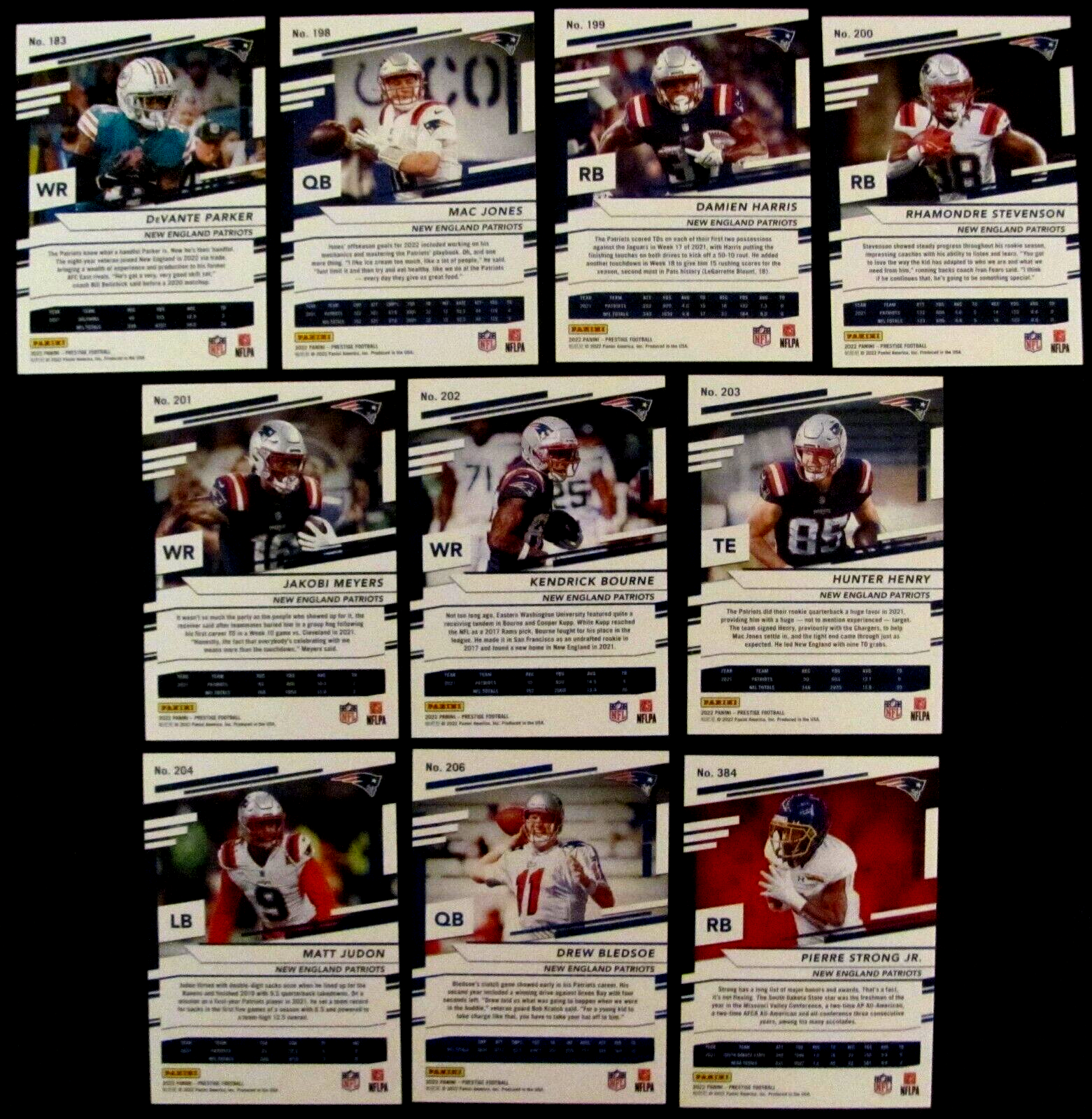  🏈 2022 Prestige New England Patriots 10 Card Team Set With 1 Rookie Без бренда - фотография #2