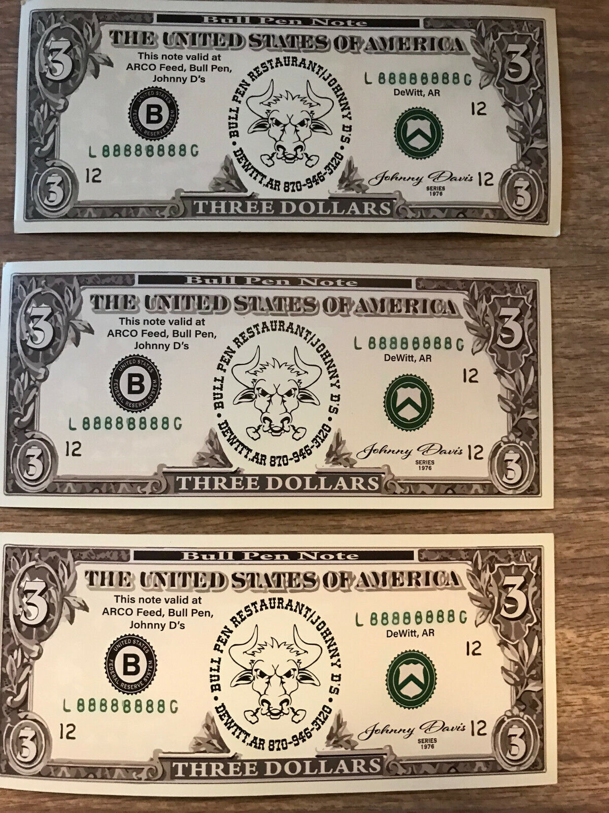 Novelty 3  Dollar Bill  (BULL PEN) Без бренда