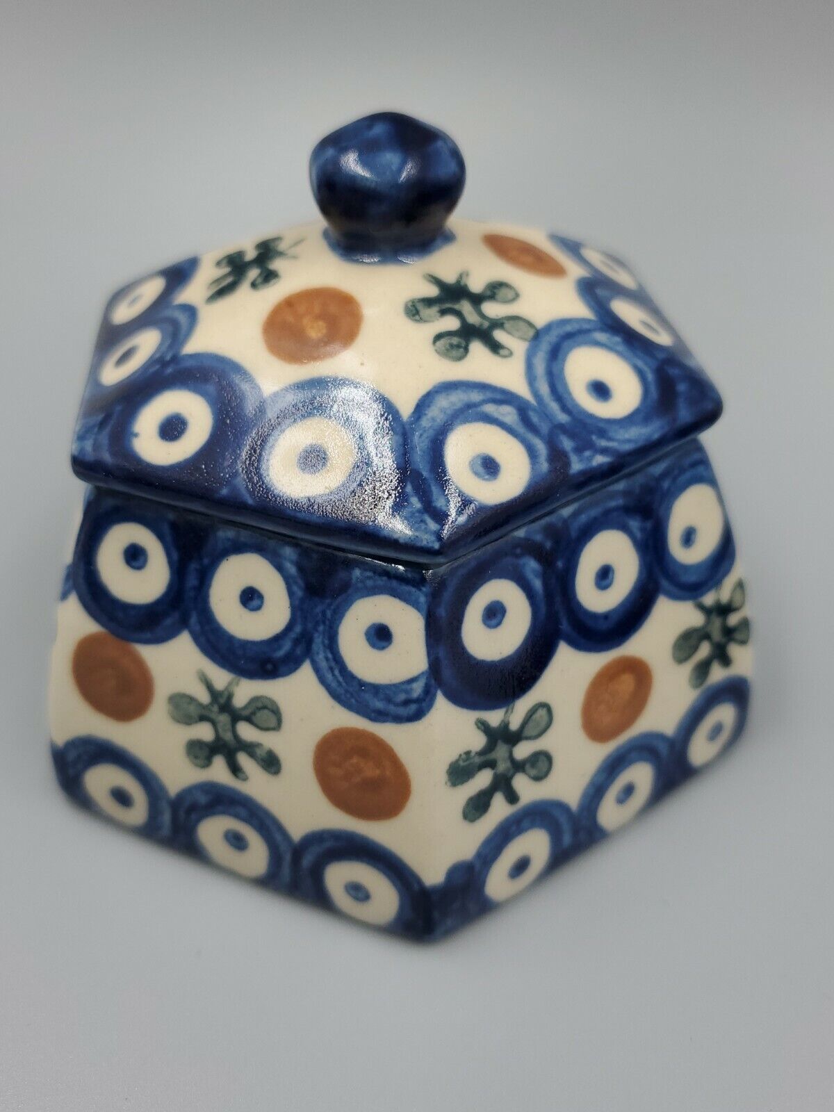 Vintage Boleslawiec Poland Ceramic Pottery Sugar Trinket Bowl With Lid Lot 2 Boleslawiec Pottery - фотография #10