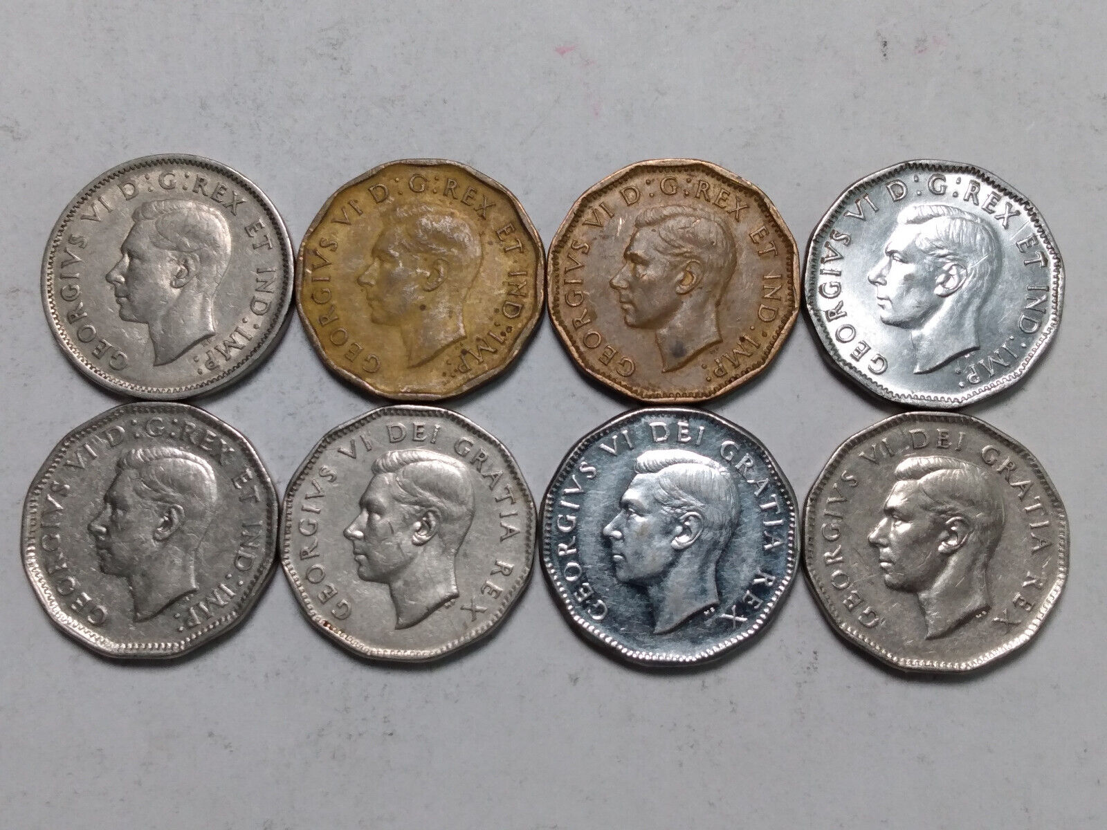 Type Set 8x Canada 5 Cents - Only KGVI Dates - Canadian Nickels Без бренда - фотография #2