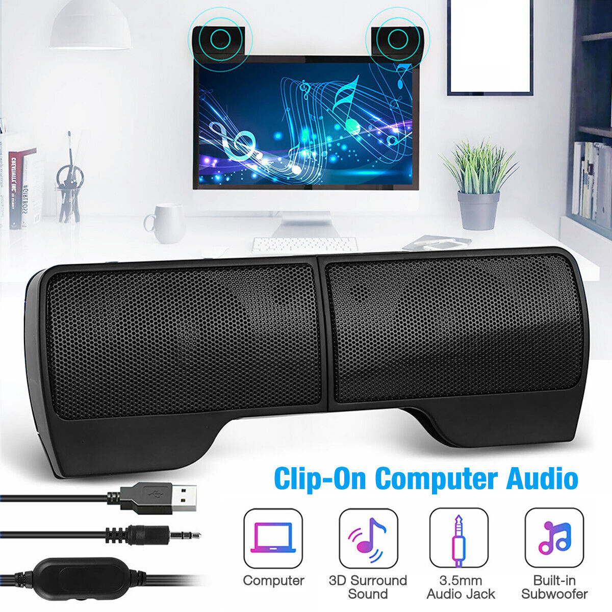 USB Wired Computer Speakers AUX Stereo Bass Music Player For Desktop Laptop PC Ombar Computer Speakers - фотография #2