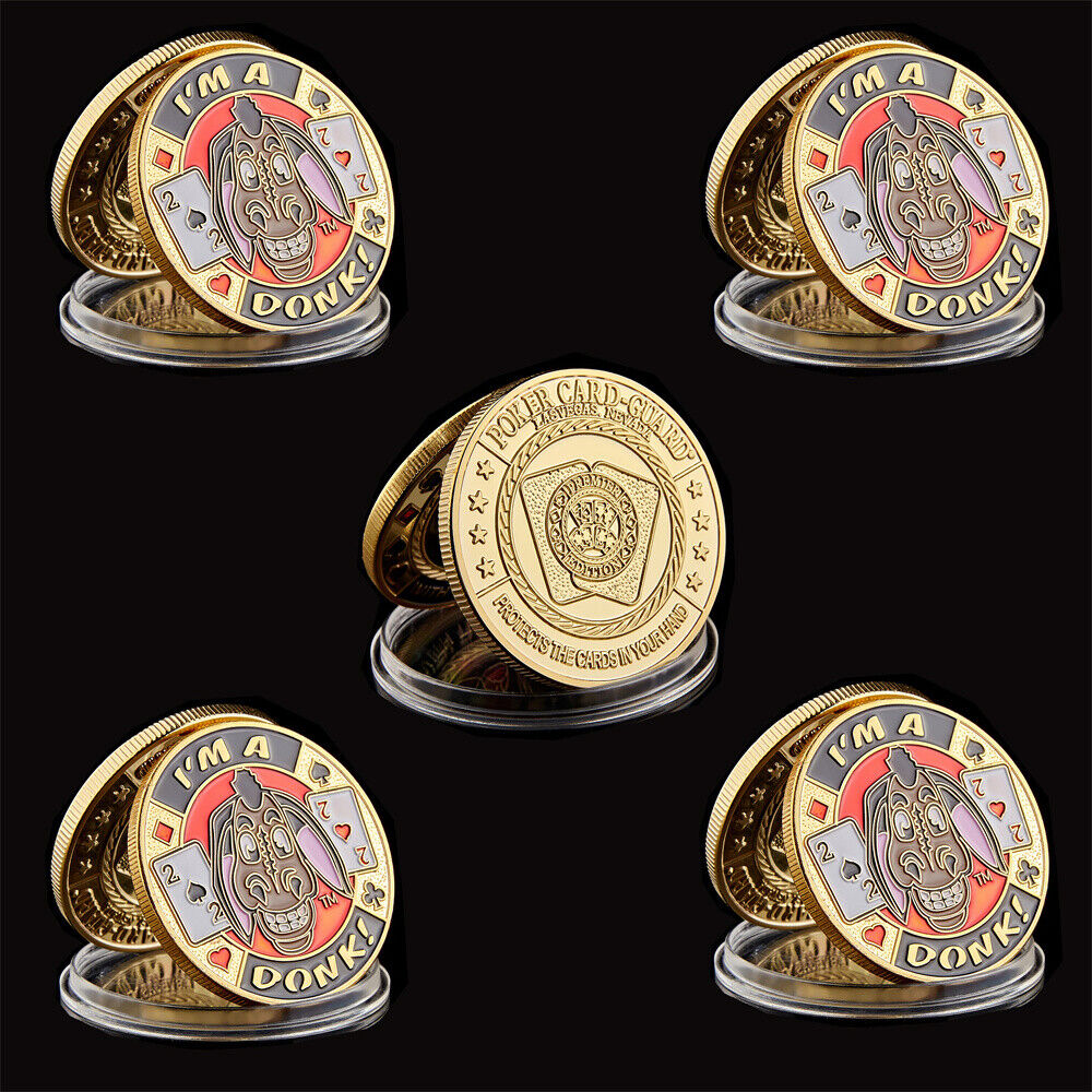 5PCS Poker Chip Entertaining I'm A Donk Casino Poker Guard Token Coin Collection Без бренда