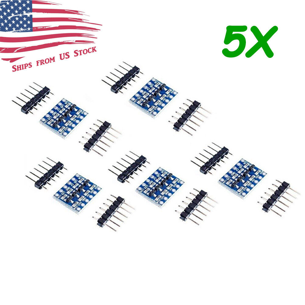 5Pcs IIC I2C 4-Channel Bi-Directional 5V to 3.3V Logic Level Converter Module US Envistia EM-OTHER-0008-5X