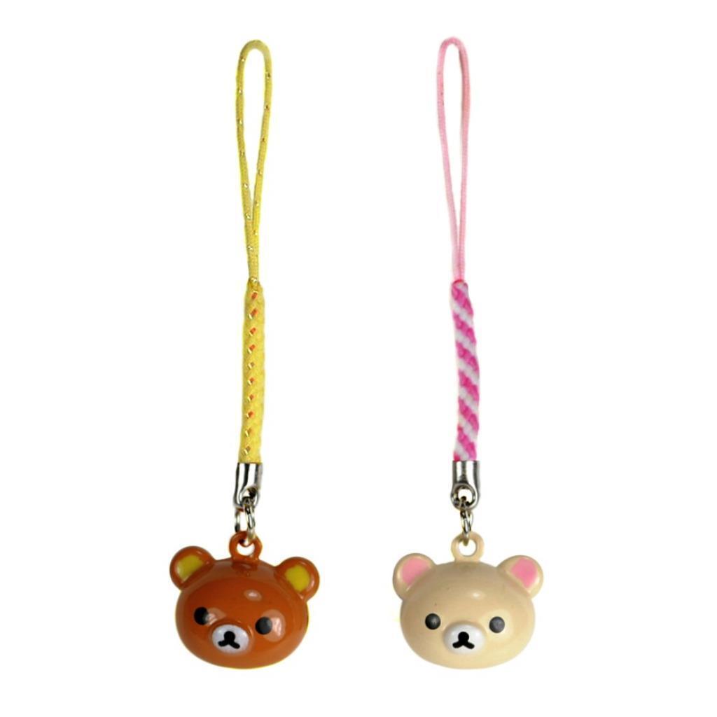 SET OF 2 TEDDY BEAR BRASS BELL CHARM Rilakkuma Two Cute Craft Cell Phone Strap Без бренда Does Not Apply - фотография #2