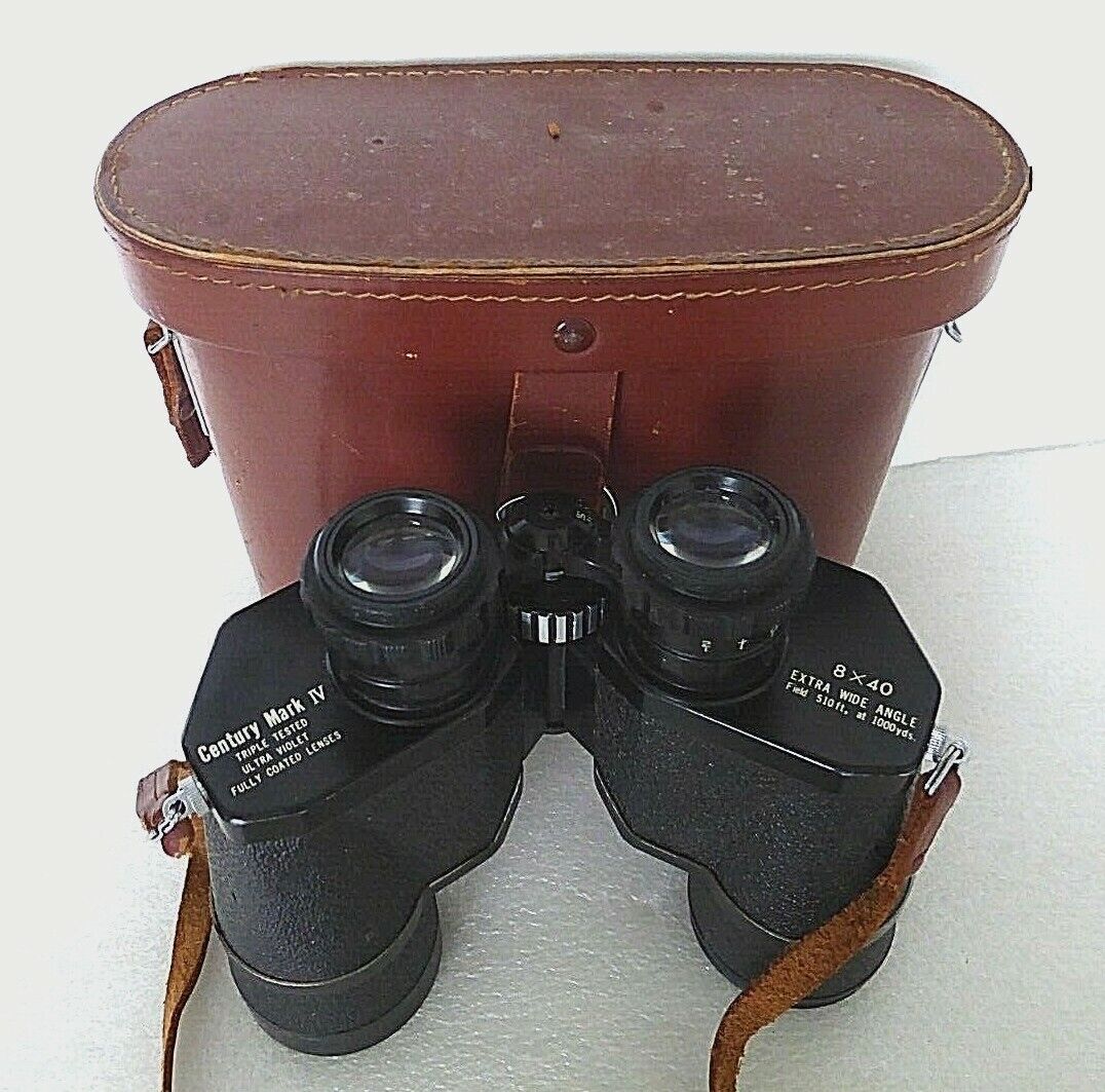 Vintage Century Mark IV Binoculars 8x40 in original Leather Case, 510ft, 1000 yd Century Mark IV