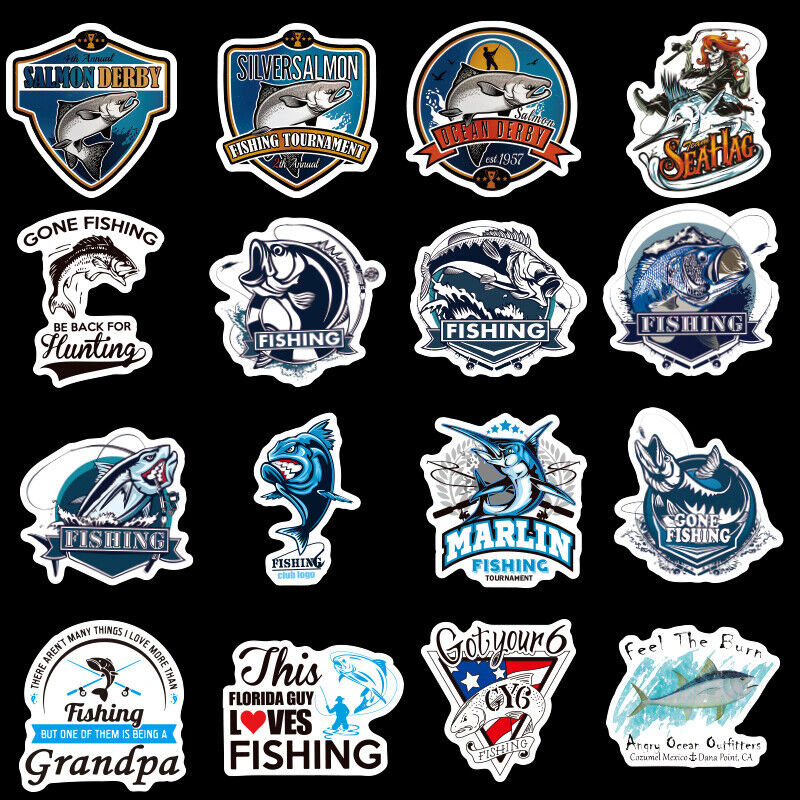 50pcs Fishing Stickers Pack Decal Vinyl Luggage Laptop Gift Kayak Boat Truck Car Hyperealm Does Not Apply - фотография #3