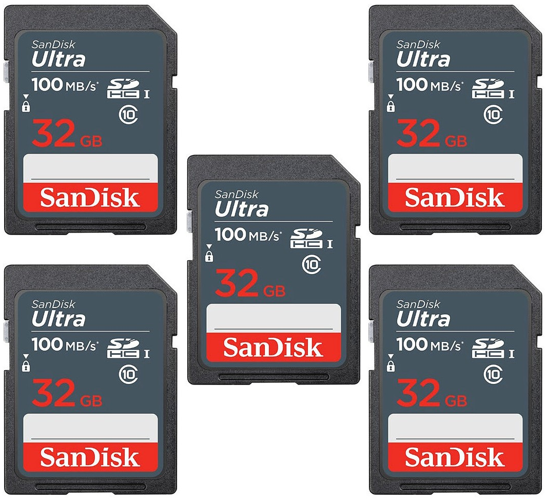 SanDisk 32GB (5 Pack) Ultra 100MB/s Class 10 SDHC SD Camera Memory Card SanDisk SDSDUNR-032G-GN3IN, SDSDUNR-032G