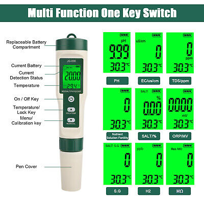 10 in1 Digital LCD PH/TDS/EC/ORP/TEMP/SG/Salinity Water Quality Tester Meter Pen Partsdom Does Not Apply - фотография #5