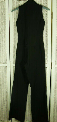 COLLOSEUM Vintage Black Jumpsuit EU Size 34 S Sleeveless Wide Leg Disco Festival Colloseum - фотография #4