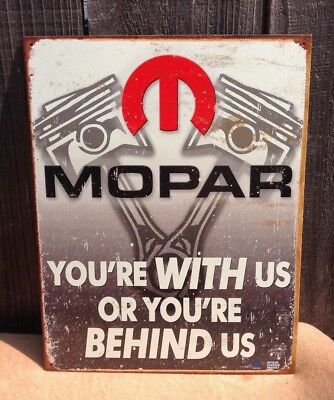 Mopar With Us or Behind Us Metal Sign Tin Vintage Garage Auto Gas Oil Rustic  Без бренда