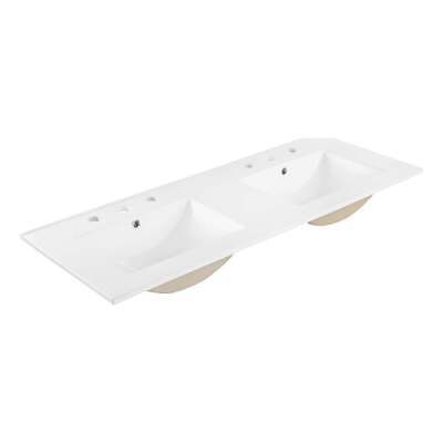 Maklaine Contemporary 48" Ceramic Double Basin Bathroom Sink in White Без бренда M-4960-2728553