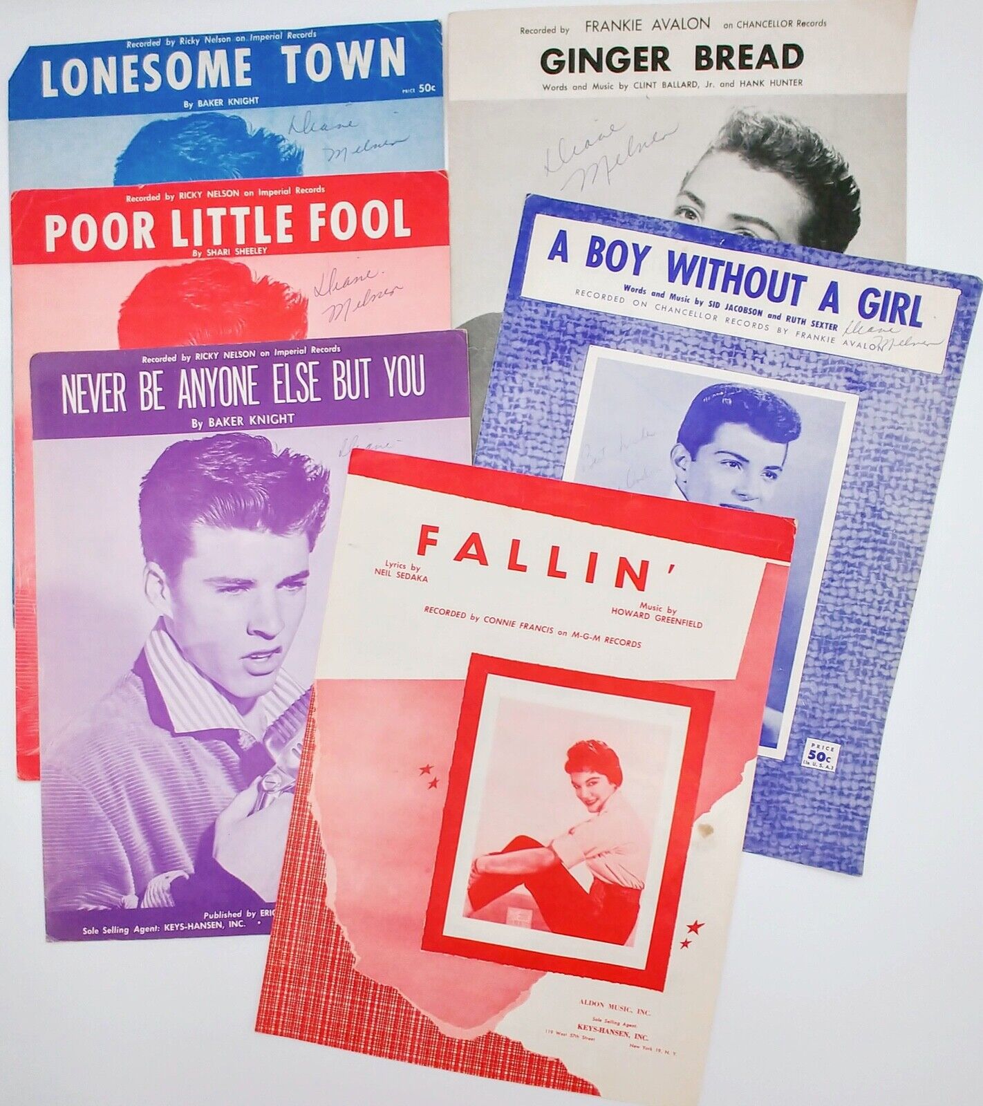 Vintage Sheet Music Ricky Nelson Frankie Avalon Connie Francis Lot 6 Multi N/A