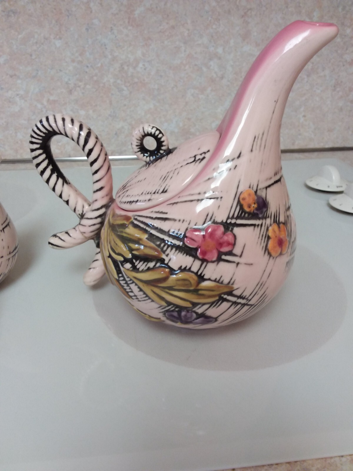 Vintage Hull Art Pottery "Blossom Flite" Tea Pot, Creamer, Sugar, ca. 1955 Hull - фотография #5