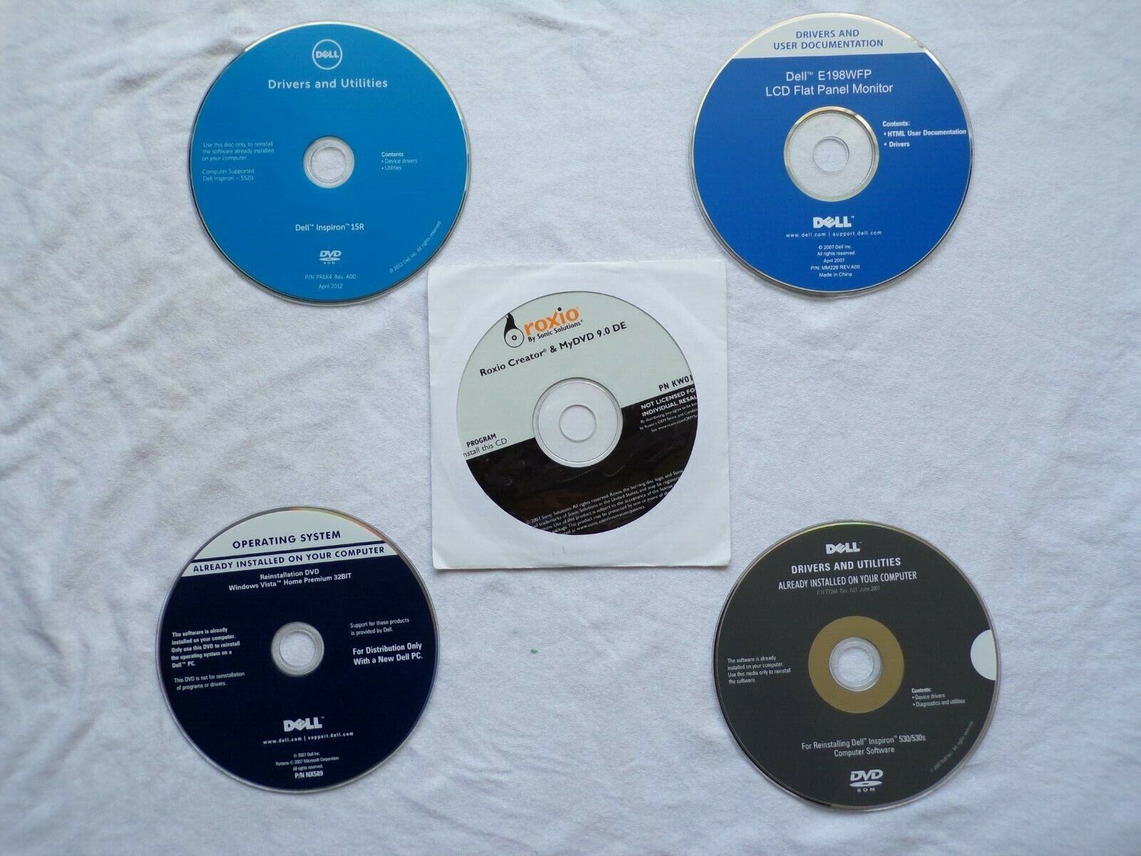 Dell Lot of  Drivers and Utilities System Software CDs and 1 New Roxio CD  Dell